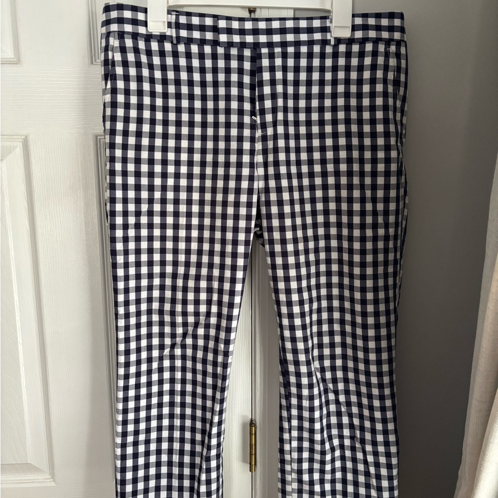 Banana Republic Navy and White Checkered Chinos